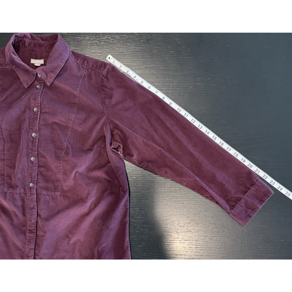 J JILL Womens 1X Purple Corduroy Long Sleeve Tunic Button Front Light Weight - Picture 4 of 9